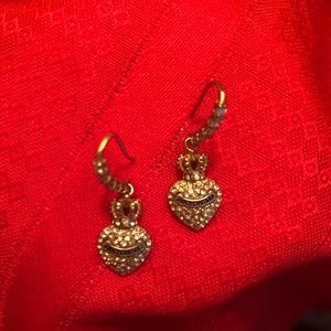 Vintage Juicy Couture Crystal Heart Earrings Gold
